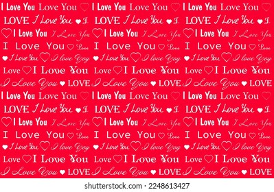 Love you Valentine's Day text pattern with red background