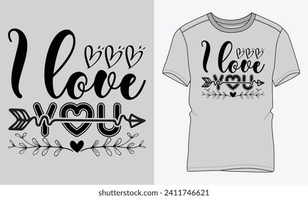 I love you - Valentine's day typography T-shirt vector design. motivational and inscription quotes.
perfect for print item and bags, posters, cards. isolated on black background
