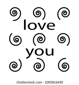 Love You Valentine's Day Word Vector Background. Vector art.