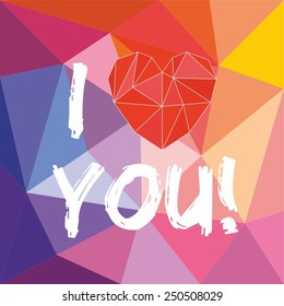 I love you valentine's or mother's day vector card with heart on wrapping surface background