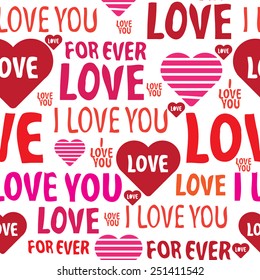 love you valentines seamless pattern