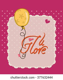 I love you Valentines love and a yellow balloon card