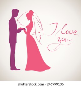 I love you vector card with hand written text 