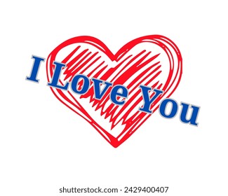 I love you vector design in white background