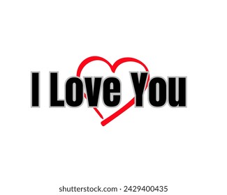 I love you vector design in white background