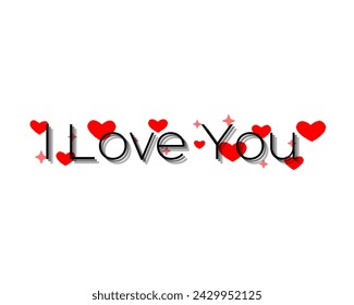 I love you vector design in white background