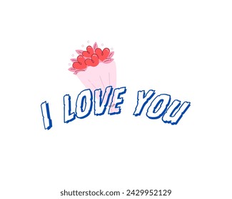 I love you vector design in white background