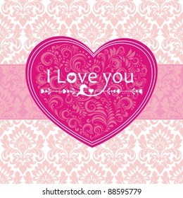 I love you. Vector greeting card Valentin`s Day.