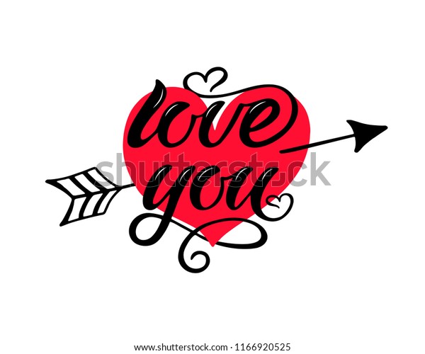 Love You Vector Hand Draw Lettering Stock Vector Royalty Free