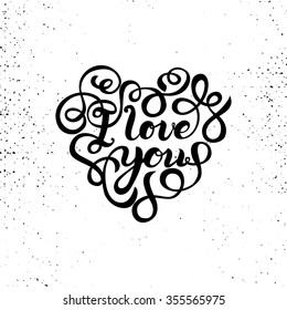 I love you vector hand-drawn doodle illustration. Vintage Valentine's Day greeting card, poster or flyer design element. Elegant Valentine's Day invitation card template with lettering.