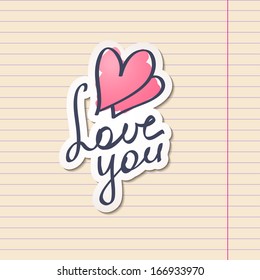 love you, vector handwritten text