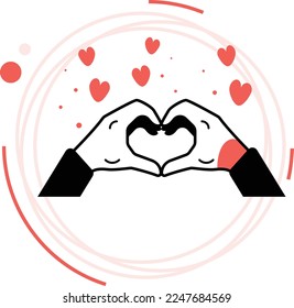 I love you Vector Icon Design, Valentines Day Symbol, Love and Romance Sign, Friendship and Love sickness stock illustration, Two hands making heart concept