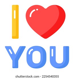 I love you vector icon, A valentine day special sentence