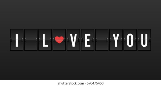 I Love You Vector Illustration - Airport Split-flap Display Board Panel Concept