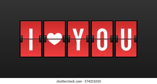 I Love You Vector Illustration - Airport Split-flap Display Board Panel Concept
