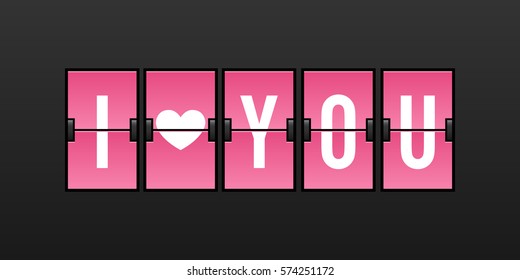 I Love You Vector Illustration - Airport Split-flap Display Board Panel Concept
