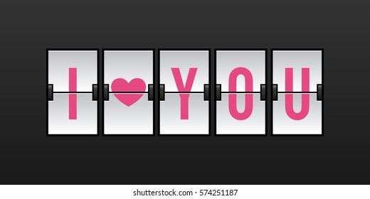 I Love You Vector Illustration - Airport Split-flap Display Board Panel Concept
