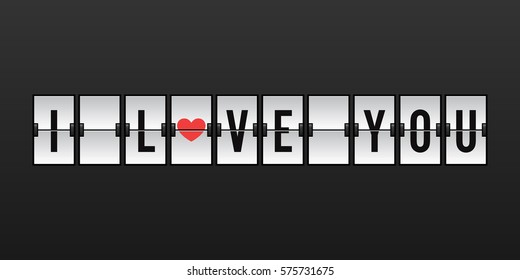 I Love You Vector Illustration - Airport Split-flap Display Board Panel Concept