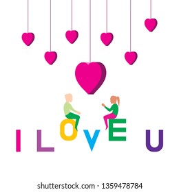 I love you vector illustration concept, valentine day concept, boy and girl happiness.