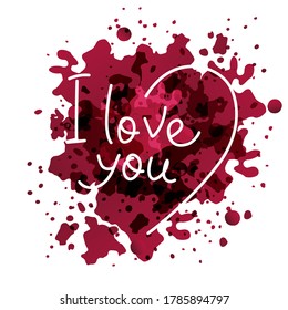 I love you. Vector illustration with hand lettering. Declaration of love, Valentine s Day greetings, love message, gift sticker, greeting card, cake decoration, interior design