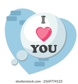 I love you. Vector illustration of a heart in a speech bubble.
