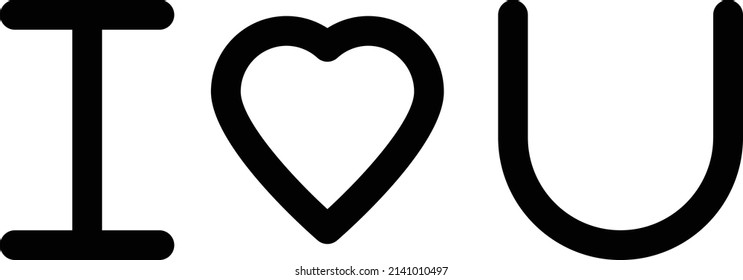 i love you vector illustration isolated on a transparent background. stroke vector icons for concept or web graphics.