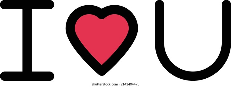 i love you vector illustration isolated on a transparent background. stroke vector icons for concept or web graphics.