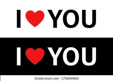 I love you vector isolated phrase. I love u with heart vector isolated sign for banner or poster. Geometric typography banner design. EPS 10