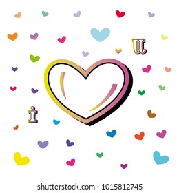I love you vector lettering card for Valentines day. Valentines card vector design