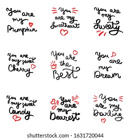 I love you vector lettering card with sign I love you. Valentines day hand drawn lettering collection, love and romantic quote. Modern brush quote calligraphy on white background.