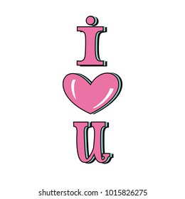 I love you vector lettering. Design for valentines card. Vector valentines day design