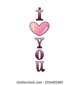 I love you vector lettering. Vector design for Valentines card. I love you vector illustration