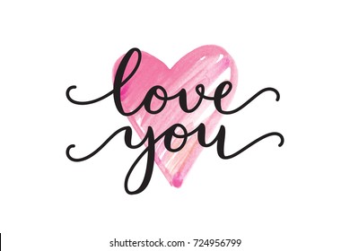 love you, vector lettering, valentine card template