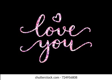 love you, vector lettering, valentine card template