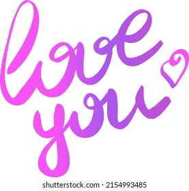 Love you  - vector pink sign.