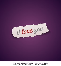 I love you vector; realistic cut, takes the background color