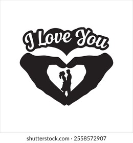 I love you vector silhouette illustration