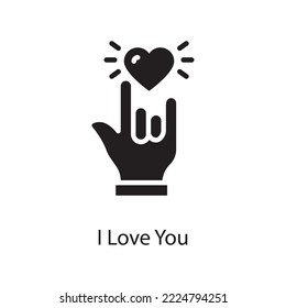 I Love You Vector Solid Icon Design illustration. Love Symbol on White background EPS 10 File
