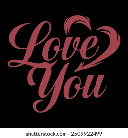 love you vector typography design