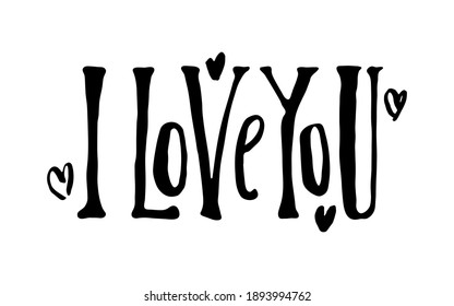 i love you vector valentine`s day callygraphy print