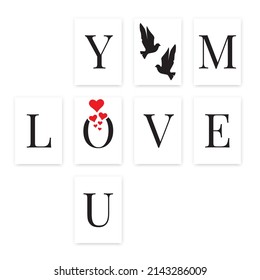 Love you, vector. Wall art, A4. Scandinavian minimalist poster design, vector. Printable wall art design.