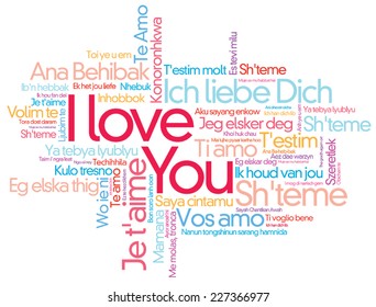 I LOVE YOU vector word cloud style