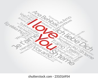 I LOVE YOU vector word cloud style, presentation background