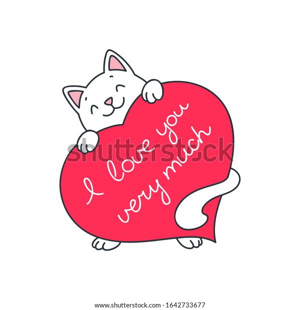 Love You Very Much Illustration Cute Stock Vector (Royalty Free) 1642733677