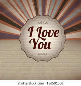 I love you vintage background vector illustration
