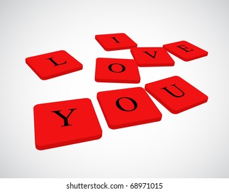 I love you. Volume elements with letters. An inscription.