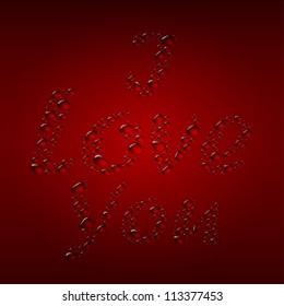 I Love You water drop red background