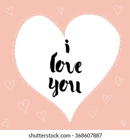 I love you, Wedding postcard. I love you lettering. I love you postcard. I love you vector. 