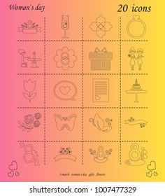 I love you womens doodle 20 icon in set of womens day