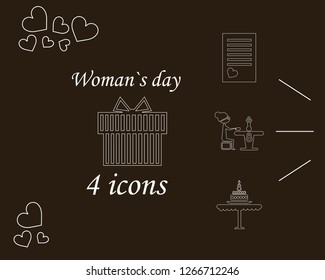 I love you womens doodle 4 icon in set of womens day